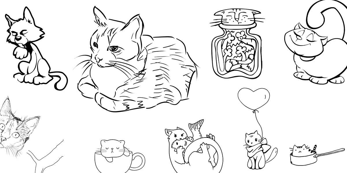 Kolorwanki z kotami do łatwego druku w formacie pdf